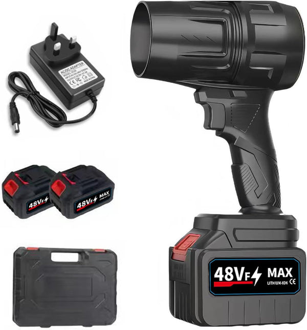 Cordless Leaf Blower with 2 Batteries, Handheld Turbo Jet Dust Cleaner | منفاخ أوراق لاسلكي مع بطاريتين، منفاخ غبار محمول قوي