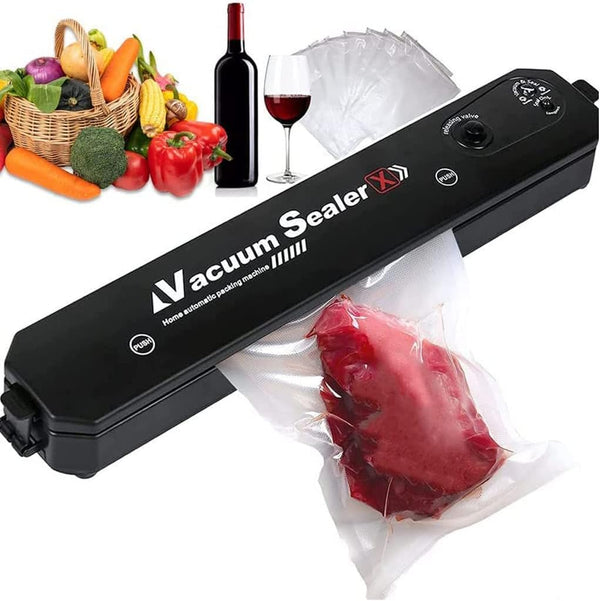 Vacuum Sealer – Automatic One-Touch Food Saver with 10 Bags, Dry & Wet Modes, Compact Slim Design, Sous Vide جهاز تفريغ الهواء – جهاز حفظ الطعام تلقائي بزر واحد مع 10 أكياس، أوضاع جافة ورطبة، تصميم نحيف مضغوط، للطهي بتقنية Sous Vide