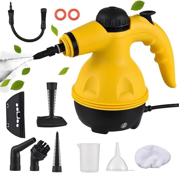 High Pressure Steam Cleaner – 1200W Portable Handheld Cleaner with 9 Accessories, Multifunctional for Home, Kitchen, Car & Windows (A) جهاز تنظيف بالبخار عالي الضغط – جهاز محمول 1200 واط مع 9 ملحقات، متعدد الاستخدامات للمنزل والمطبخ والسيارة والنوافذ (A