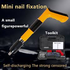 Concrete Nail Gun Kit – Mini Portable 5-Speed Nail Machine with 100 Nails, Wall Fastening & Anchor Wire Slotting Tool مجموعة مسدس مسامير خرسانة – جهاز مسامير محمول صغير بخمس سرعات مع 100 مسمار، أداة تثبيت للجدران وجهاز تثقيب أسلاك المراسي